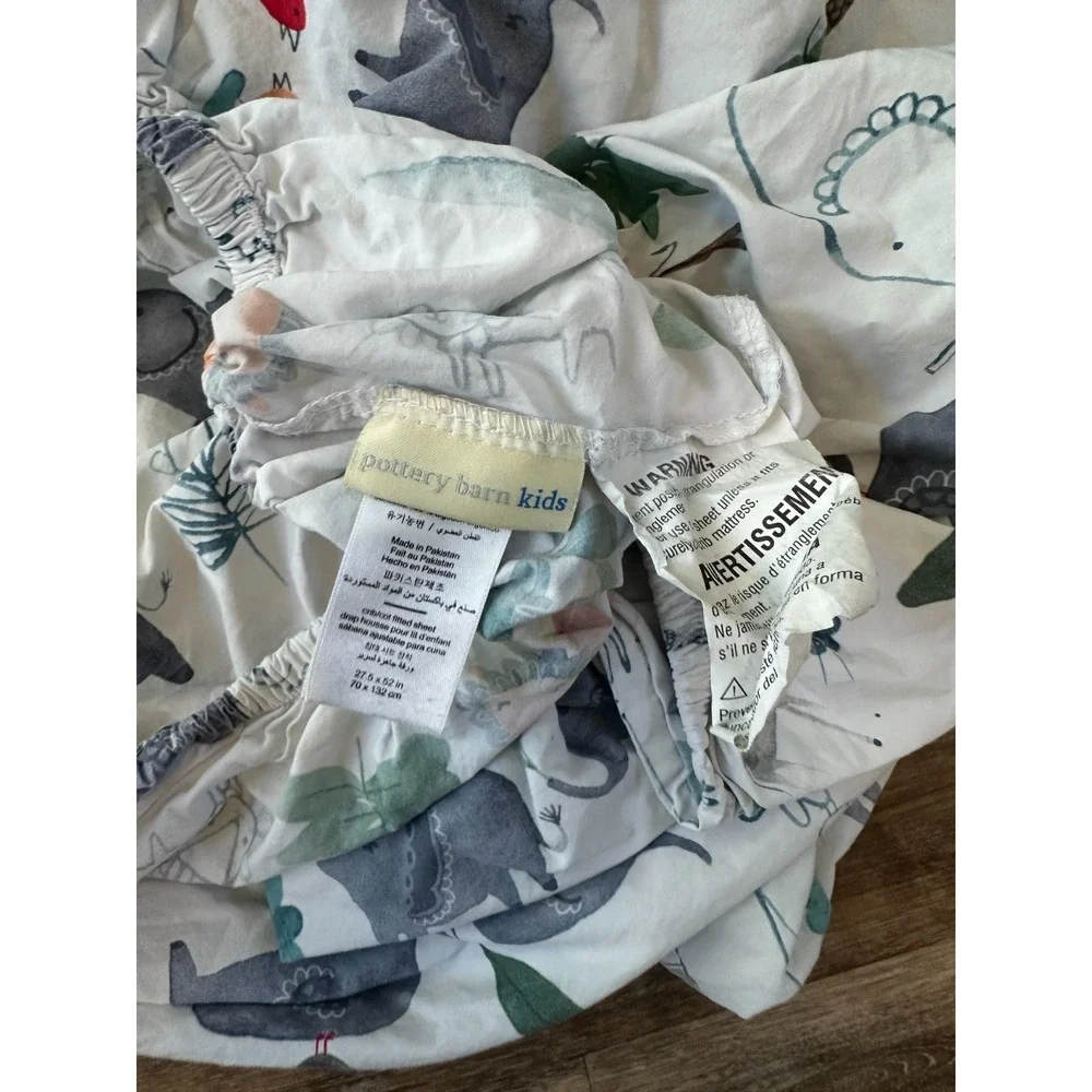 Pottery Barn Kids Colby Fitted Crib Sheets Jungle Safari Animals Set of‎ 2